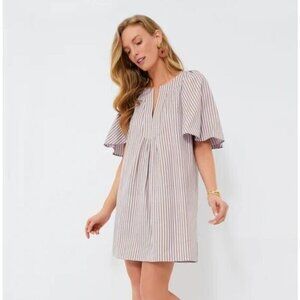 Pomander Place Lilac Stripe Seersucker Flutter Sleeve Dress